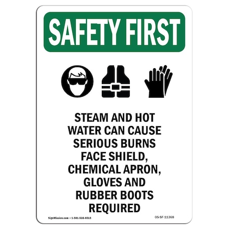 Signmission OSHA Sign, Steam And Hot Water, 10in X 7in Aluminum, 7" W, 10" H, Portrait, OS-SF-A-710-V-11368 OS-SF-A-710-V-11368